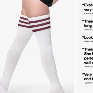 NEW! Los Angeles Apparel White and Maroon Striped thigh High Socks